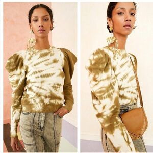 Ulla Johnson Harlan Pullover Sweatshirt Olive Tie Dye